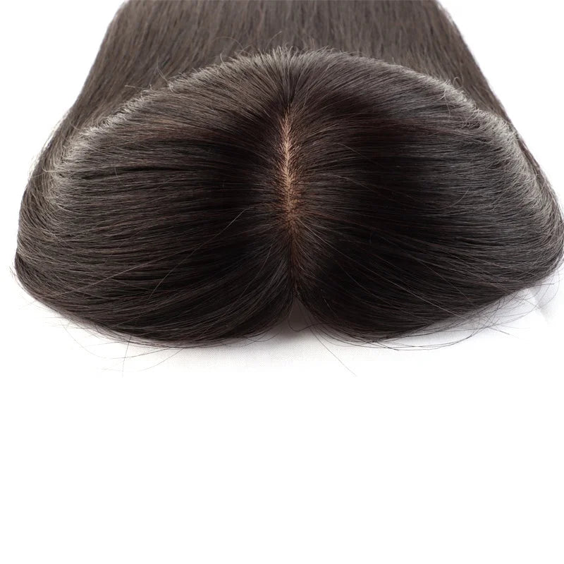 Skin Silk Base Human Hair Topper With Clip in Silk Top Human Virgin Brazilian Hair Toupee Fine Hair Piece