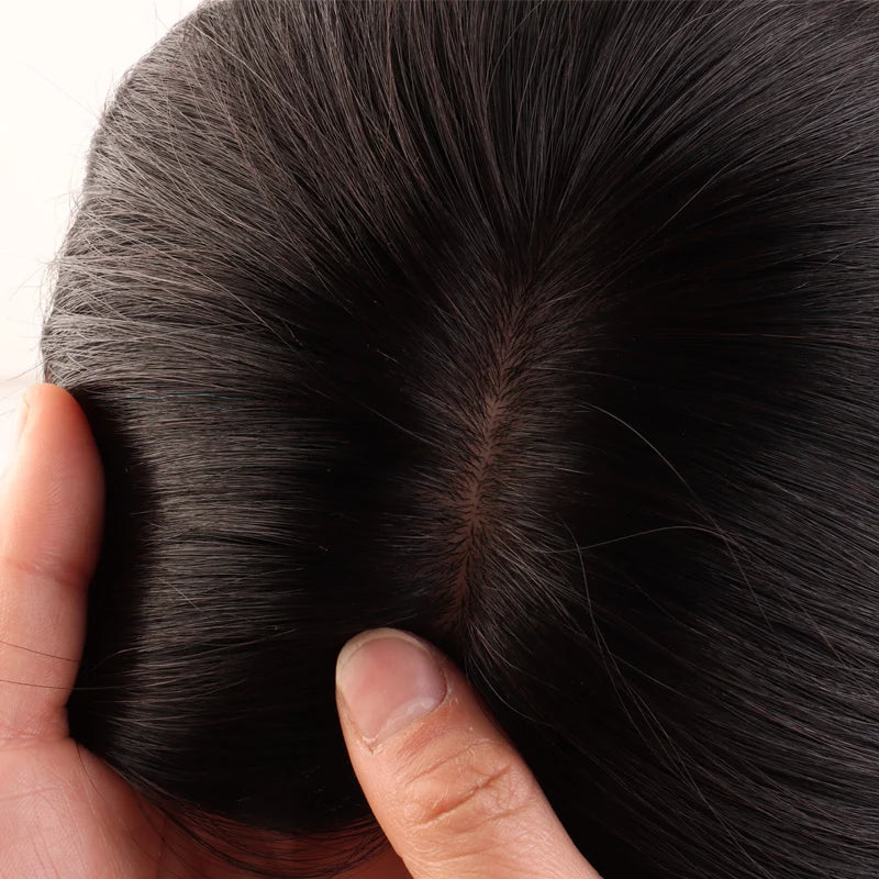 Skin Silk Base Human Hair Topper With Clip in Silk Top Human Virgin Brazilian Hair Toupee Fine Hair Piece