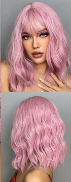 Perruques de cheveux synthétiques Bob court avec frange pour femmes - rachelhair