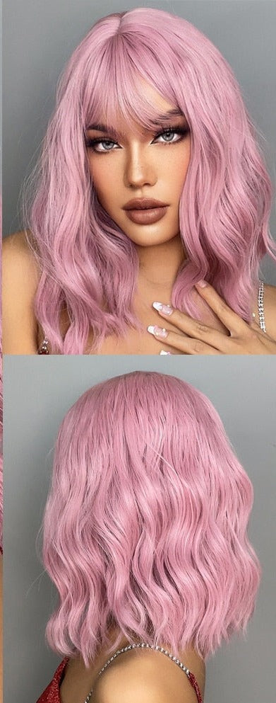 Perruques de cheveux synthétiques Bob court avec frange pour femmes - rachelhair