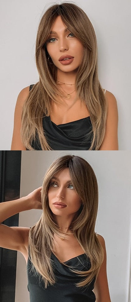 Perruque Longue Et Droite De Cheveux Blonds Mélangés - rachelhair