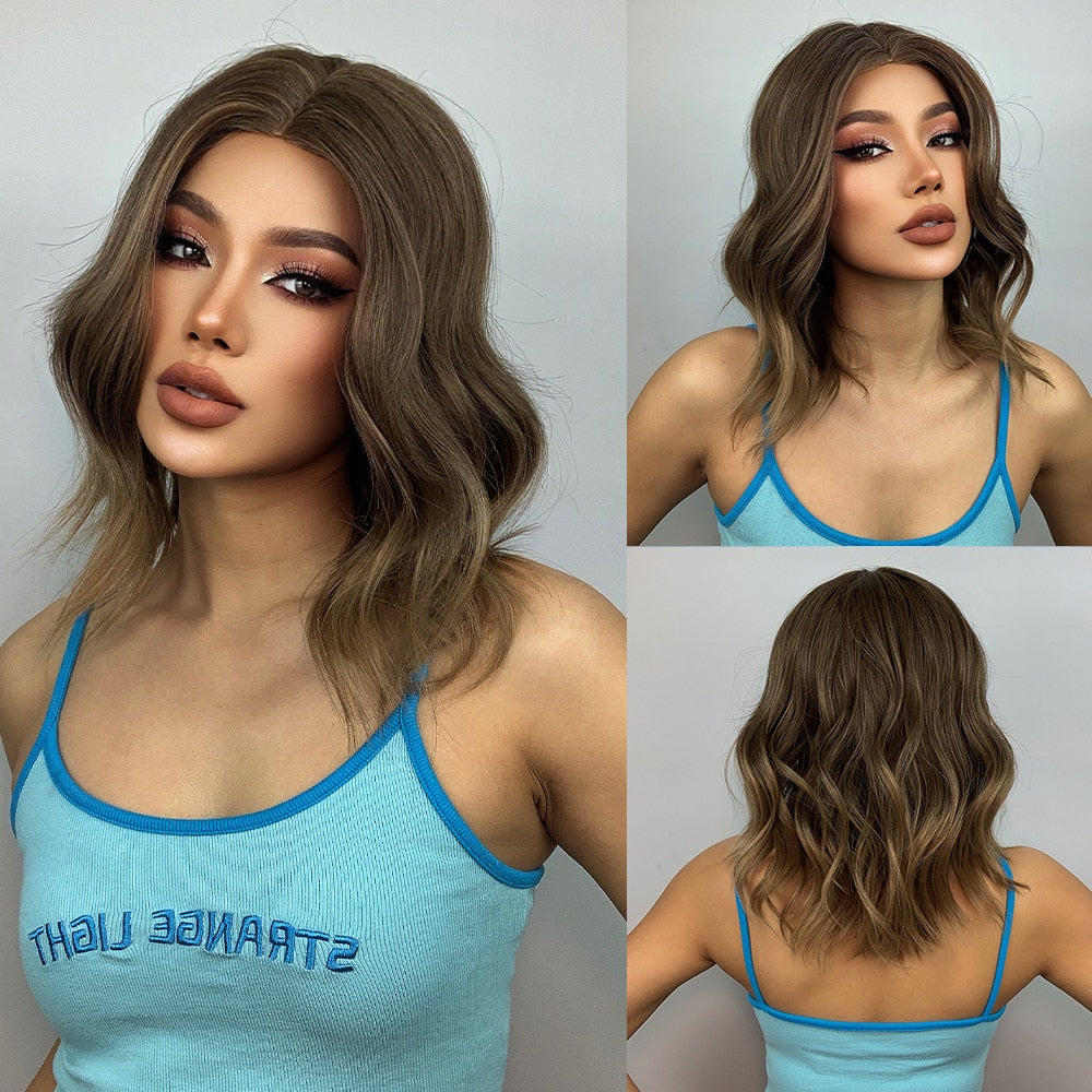 Perruques de cheveux synthétiques Bob court avec frange pour femmes - rachelhair