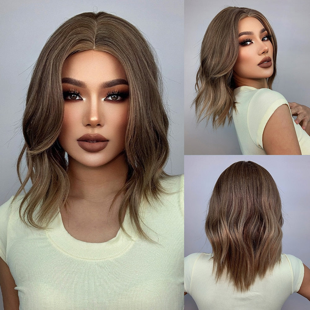 Perruques de cheveux synthétiques Bob court avec frange pour femmes - rachelhair