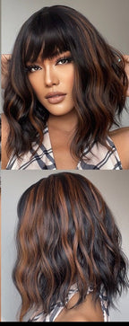 Perruques de cheveux synthétiques Bob court avec frange pour femmes - rachelhair