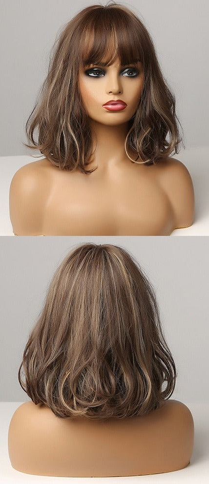 Perruques de cheveux synthétiques Bob court avec frange pour femmes - rachelhair