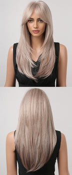 Perruque Longue Et Droite De Cheveux Blonds Mélangés - rachelhair