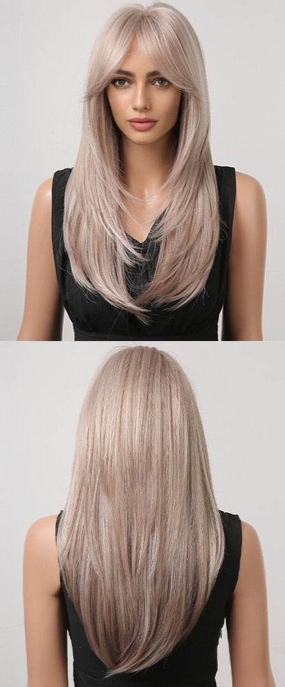 Perruque Longue Et Droite De Cheveux Blonds Mélangés - rachelhair