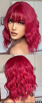 Perruques de cheveux synthétiques Bob court avec frange pour femmes - rachelhair
