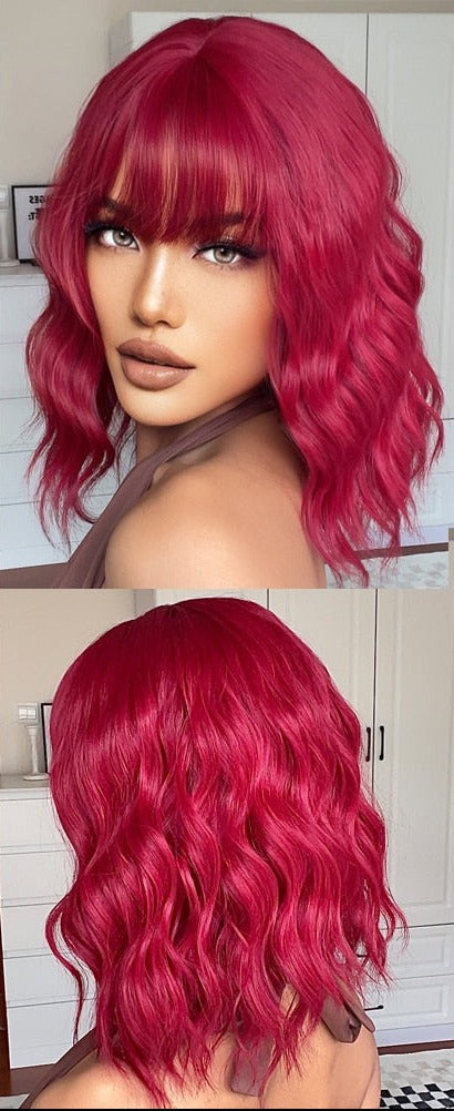 Perruques de cheveux synthétiques Bob court avec frange pour femmes - rachelhair