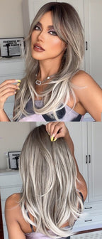 Perruque Longue Et Droite De Cheveux Blonds Mélangés - rachelhair