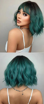 Perruques de cheveux synthétiques Bob court avec frange pour femmes - rachelhair