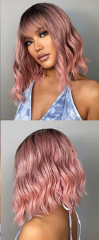 Perruques de cheveux synthétiques Bob court avec frange pour femmes - rachelhair