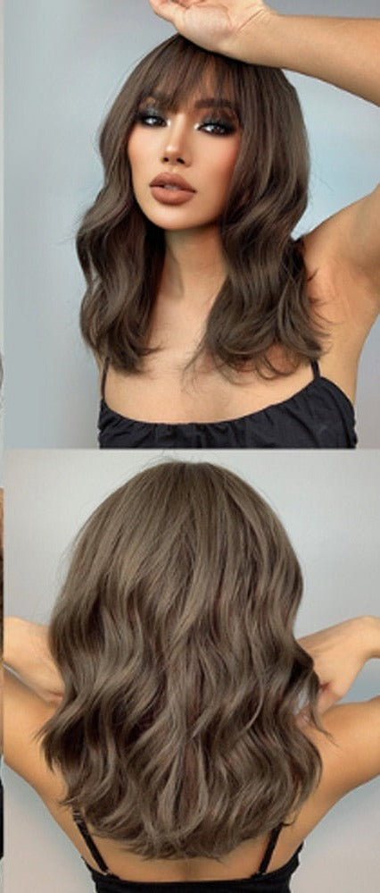 Perruques de cheveux synthétiques Bob court avec frange pour femmes - rachelhair