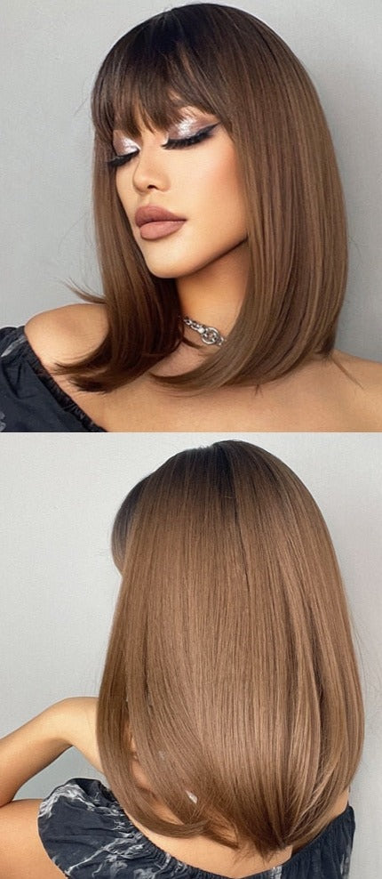 Cheveux Synthétiques Naturels Courts Et Droits Pour Femmes - rachelhair