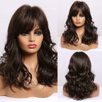 Perruques Synthétiques Ondulées Moyennes Avec Frange Pour Femme - rachelhair