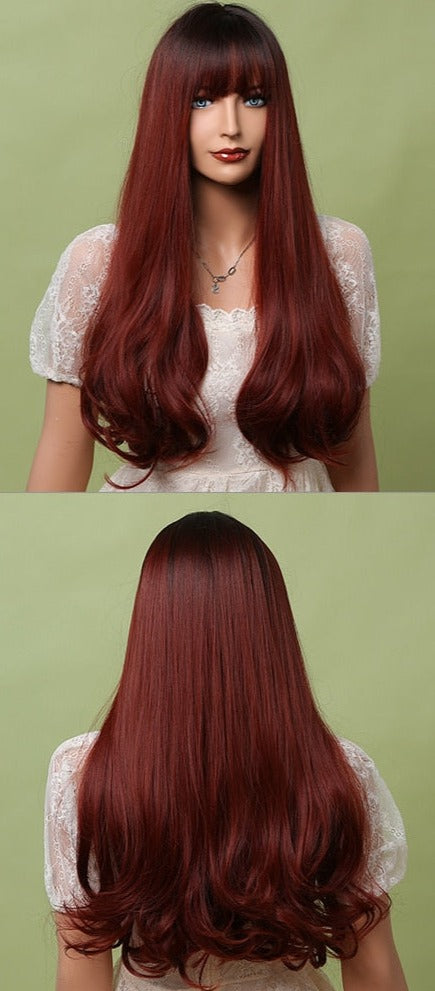 Perruque Synthétique Longue Couche Brune - rachelhair