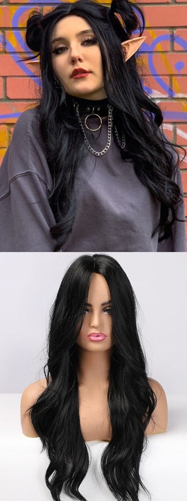 Perruque Résistante À La Chaleur Naturelle De Vague De Partie Moyenne Pour Les Femmes - rachelhair