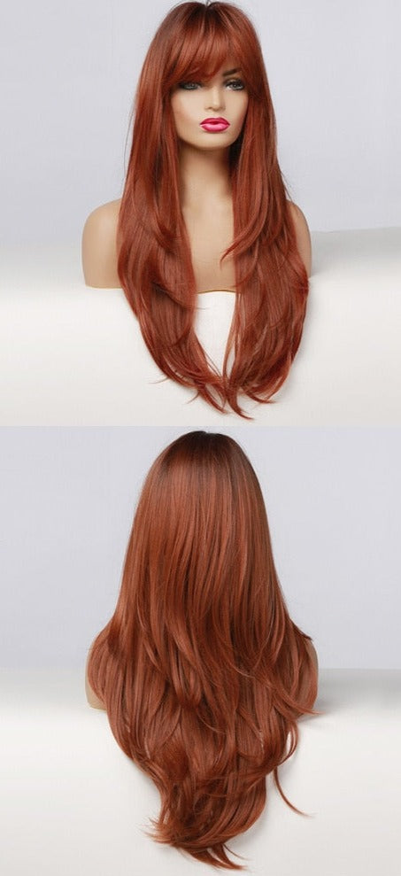 Perruque Synthétique Longue Couche Brune - rachelhair