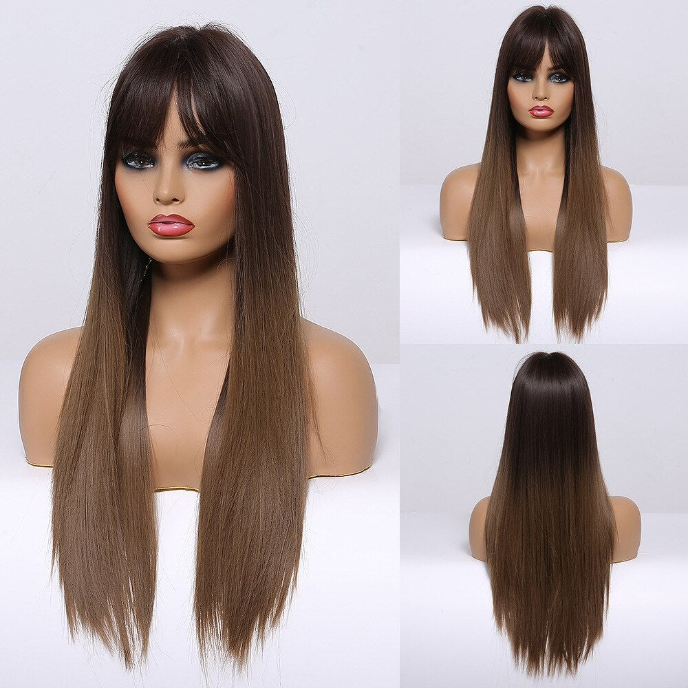 Perruques Synthétiques Longues Droites Pour Femmes - rachelhair