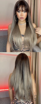 Perruque Synthétique Longue Couche Brune - rachelhair