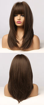 Perruque Synthétique Longue Couche Brune - rachelhair