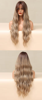 Perruque Résistante À La Chaleur Naturelle De Vague De Partie Moyenne Pour Les Femmes - rachelhair