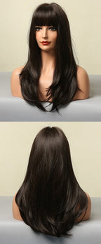Perruque Synthétique Longue Couche Brune - rachelhair