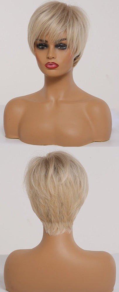 Perruques Synthétiques Courtes Pixie Cut avec Frange - rachelhair