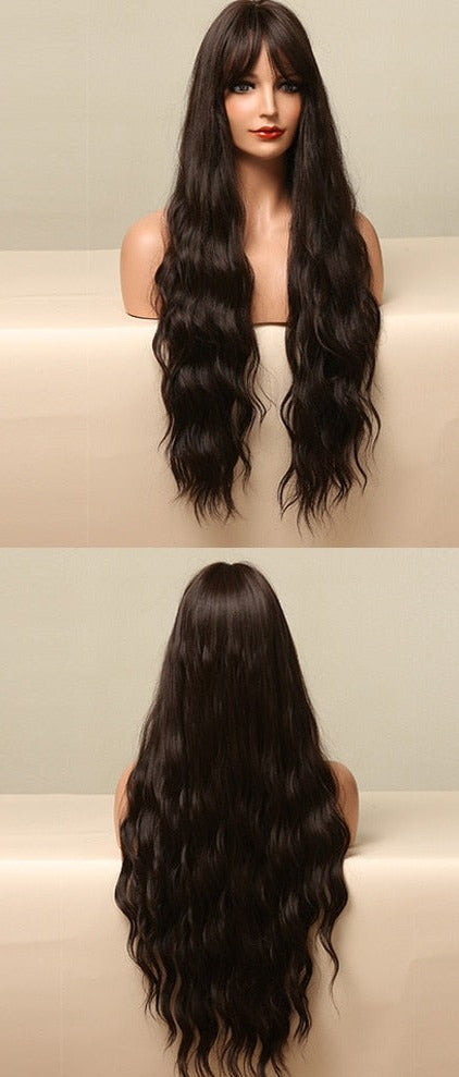 Perruque Résistante À La Chaleur Naturelle De Vague De Partie Moyenne Pour Les Femmes - rachelhair
