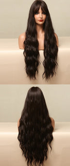 Perruque Résistante À La Chaleur Naturelle De Vague De Partie Moyenne Pour Les Femmes - rachelhair