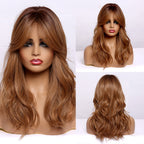 Perruques Synthétiques Ondulées Moyennes Avec Frange Pour Femme - rachelhair
