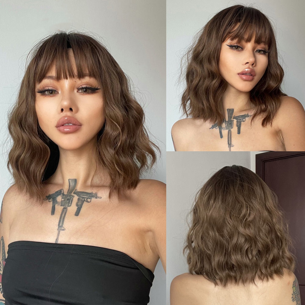 Perruques Ondulées Naturelles De Longueur Moyenne Pour Femmes - rachelhair