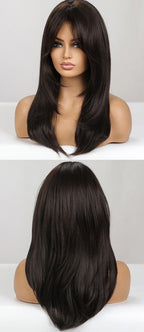 Perruque Synthétique Longue Couche Brune - rachelhair