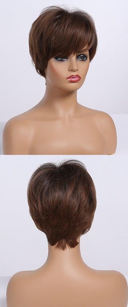 Perruques Synthétiques Courtes Pixie Cut avec Frange - rachelhair