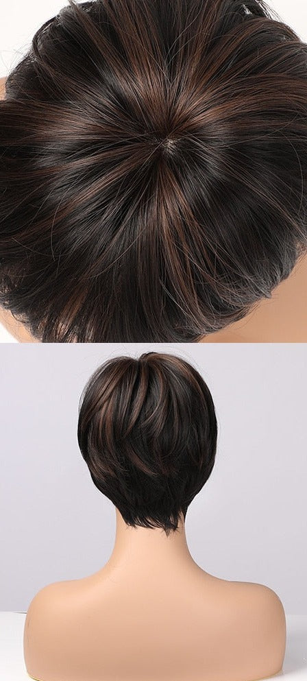 Perruques Synthétiques Courtes Pixie Cut avec Frange - rachelhair