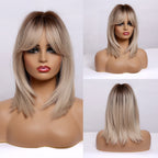 Perruques Synthétiques Ondulées Moyennes Avec Frange Pour Femme - rachelhair