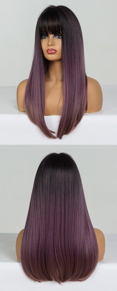 Perruque Synthétique Longue Couche Brune - rachelhair