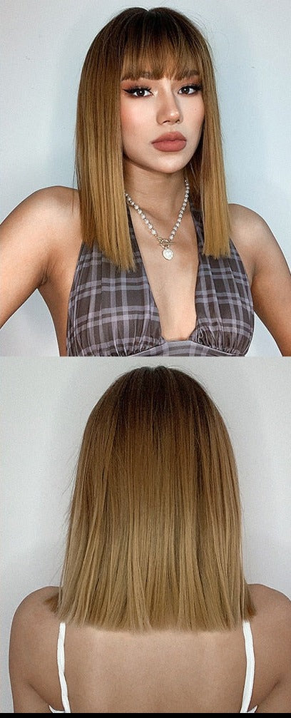 Perruques Synthétiques Ondulées Moyennes Avec Frange Pour Femme - rachelhair