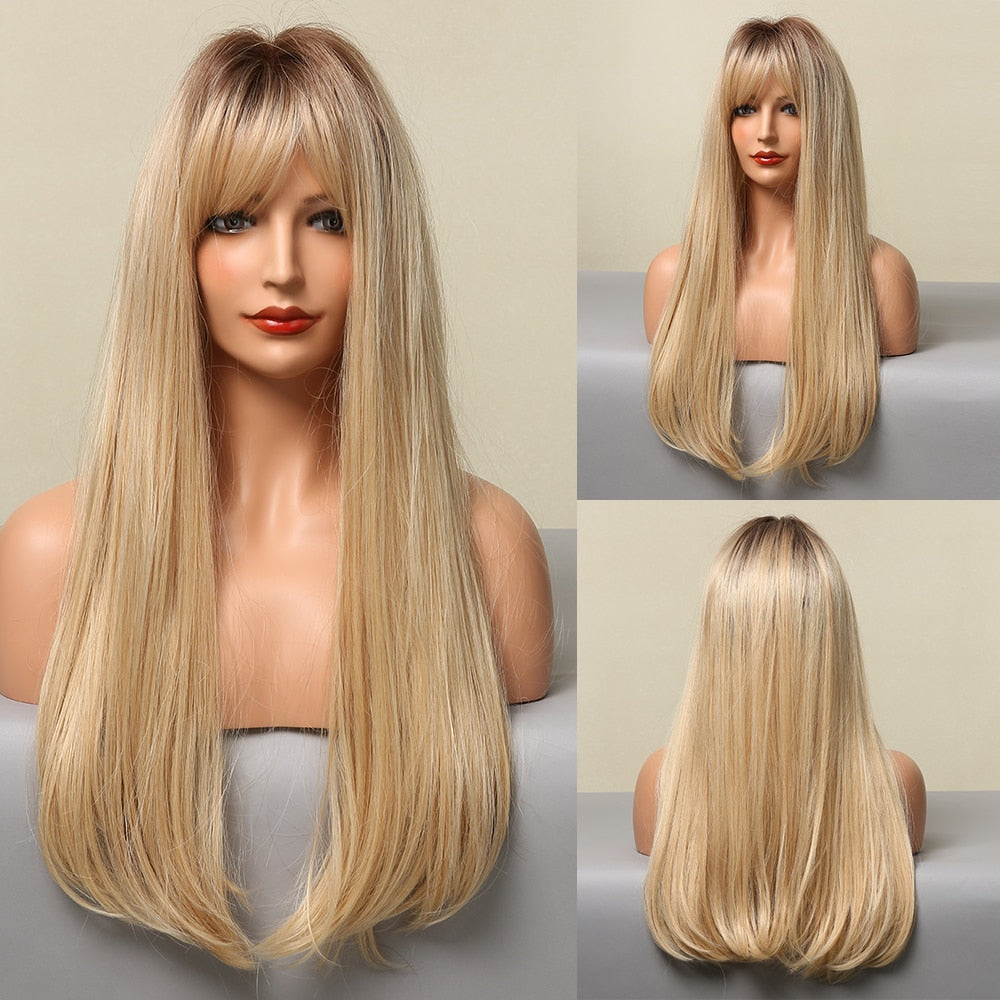 Perruque Synthétique Longue Couche Brune - rachelhair