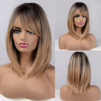 Perruques Synthétiques Ondulées Moyennes Avec Frange Pour Femme - rachelhair