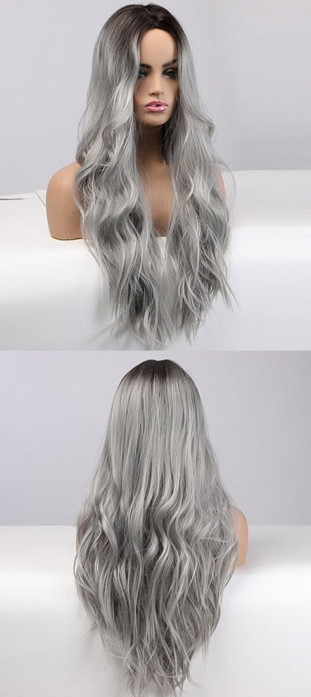 Perruque Résistante À La Chaleur Naturelle De Vague De Partie Moyenne Pour Les Femmes - rachelhair