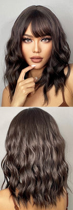 Perruques De Cheveux Quotidiens Bob Naturels À Vague D'eau Moyenne - rachelhair