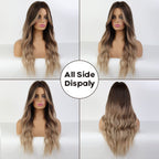 Perruque Résistante À La Chaleur Naturelle De Vague De Partie Moyenne Pour Les Femmes - rachelhair