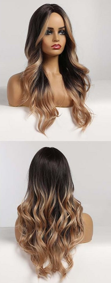 Perruque Résistante À La Chaleur Naturelle De Vague De Partie Moyenne Pour Les Femmes - rachelhair