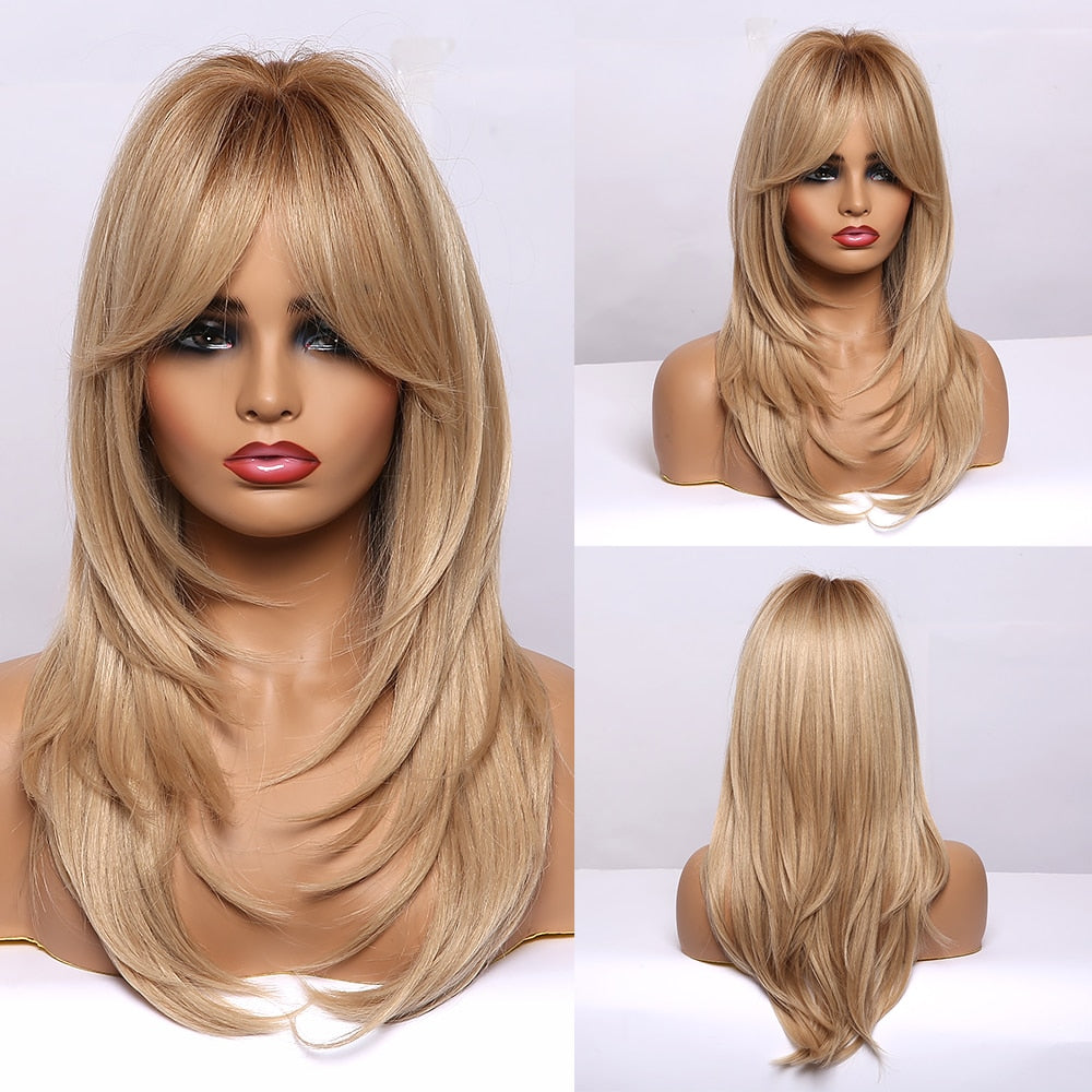 Perruques Synthétiques Ondulées Moyennes Avec Frange Pour Femme - rachelhair