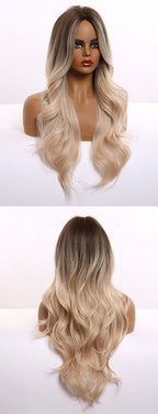 Perruque Résistante À La Chaleur Naturelle De Vague De Partie Moyenne Pour Les Femmes - rachelhair