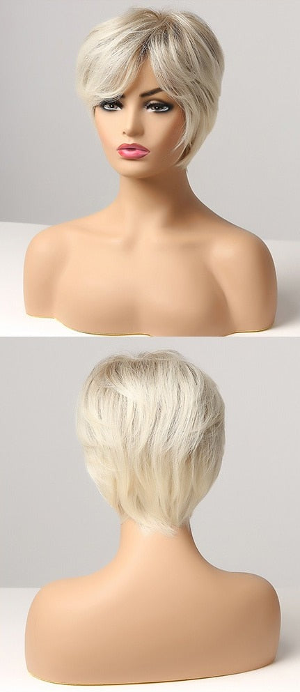 Perruques Synthétiques Courtes Pixie Cut avec Frange - rachelhair