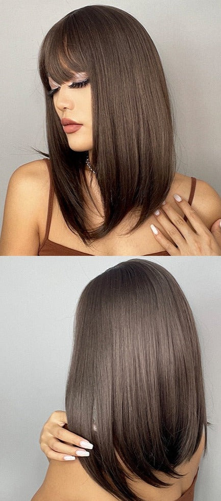 Cheveux Synthétiques Naturels Courts Et Droits Pour Femmes - rachelhair