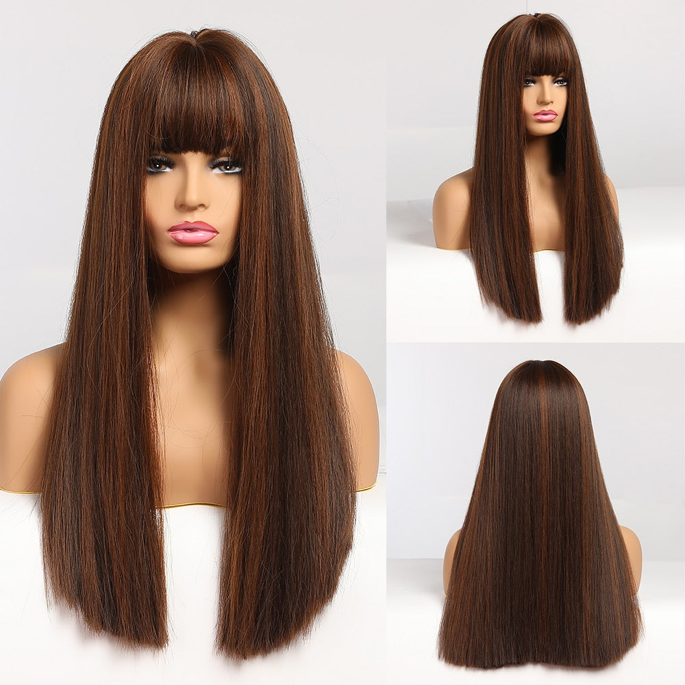 Perruques Synthétiques Longues Droites Pour Femmes - rachelhair