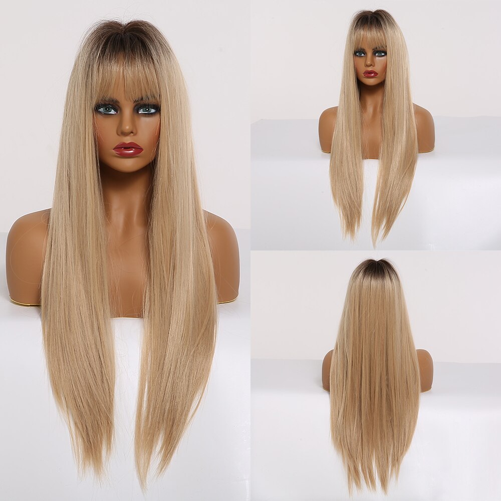 Perruques Synthétiques Longues Droites Pour Femmes - rachelhair
